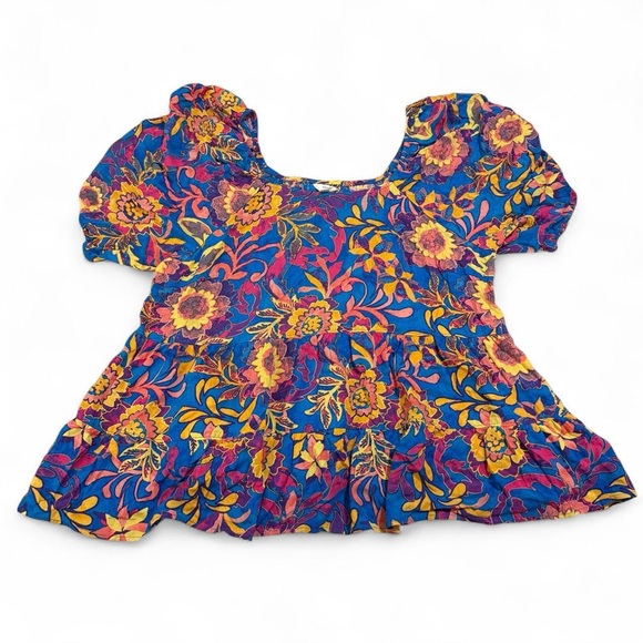 Terra & Sky Tops - Terra & Sky NWT Boho Floral Babydoll Top